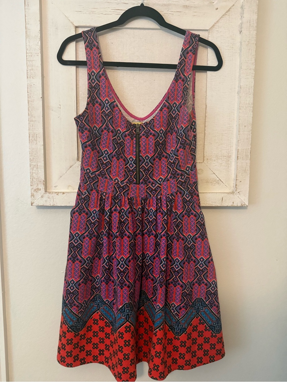 Maeve Yellow-Tagged Printed Dress with Pink and Blue Accents